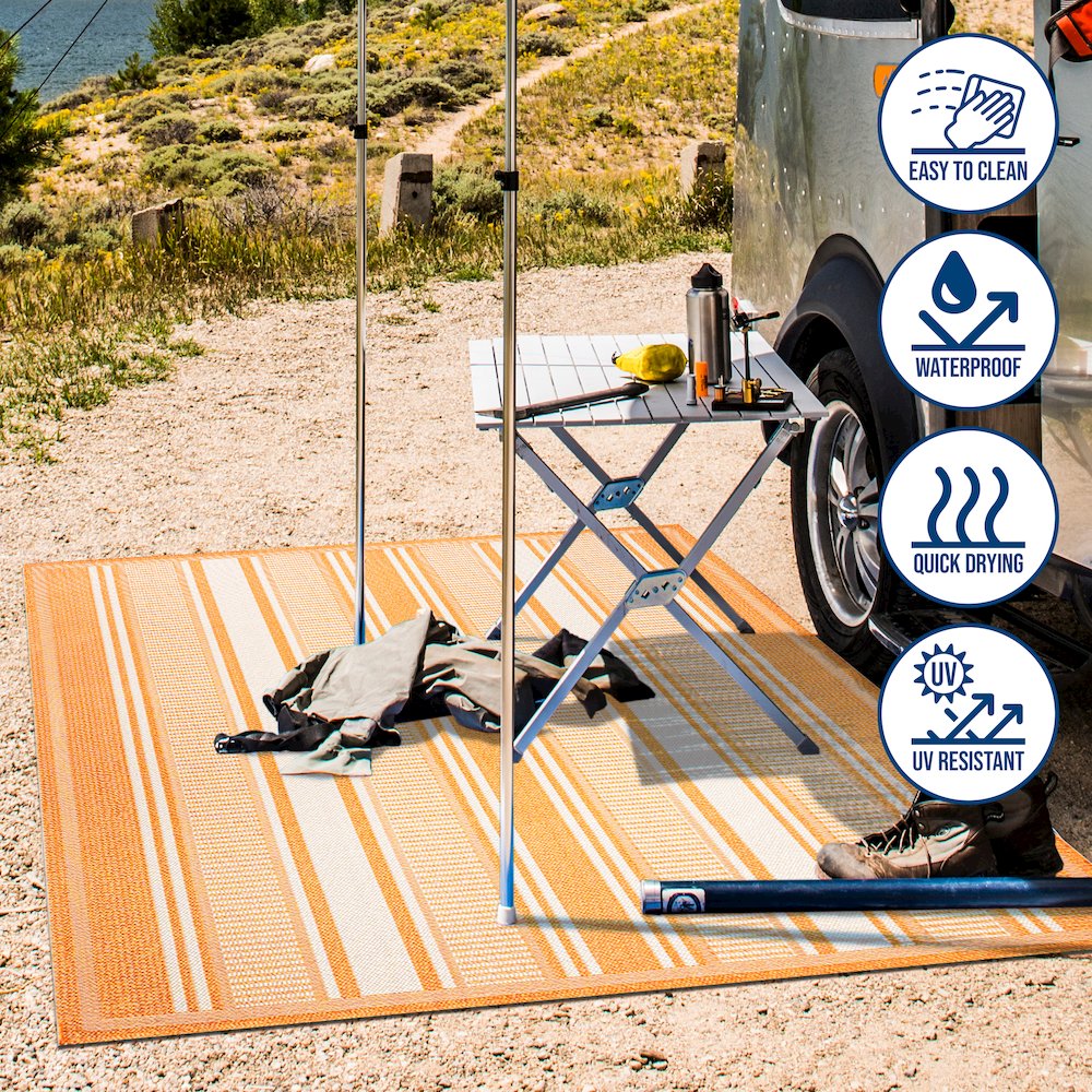 Haynes Modern Double Stripe Indoor/Outdoor Area Rug. Picture 16