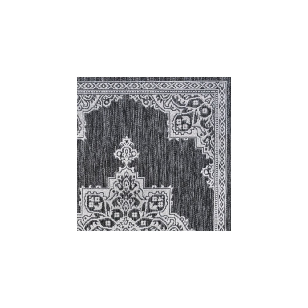Vintage Casual Medallion Dark Gray/Cream 8 ft. x 10 ft. Indoor/Outdoor Area Rug. Picture 7