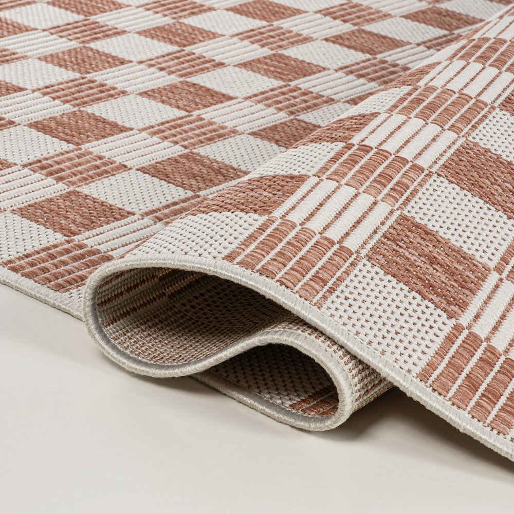 Aimee Traditional Cottage Checkerboard Indoor/Outdoor Area Rug. Picture 4