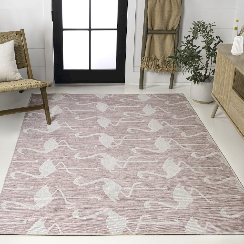 Flamingos Two-Tone Pink/Cream 8 ft. x 10 ft. Indoor/Outdoor Area Rug. Picture 2