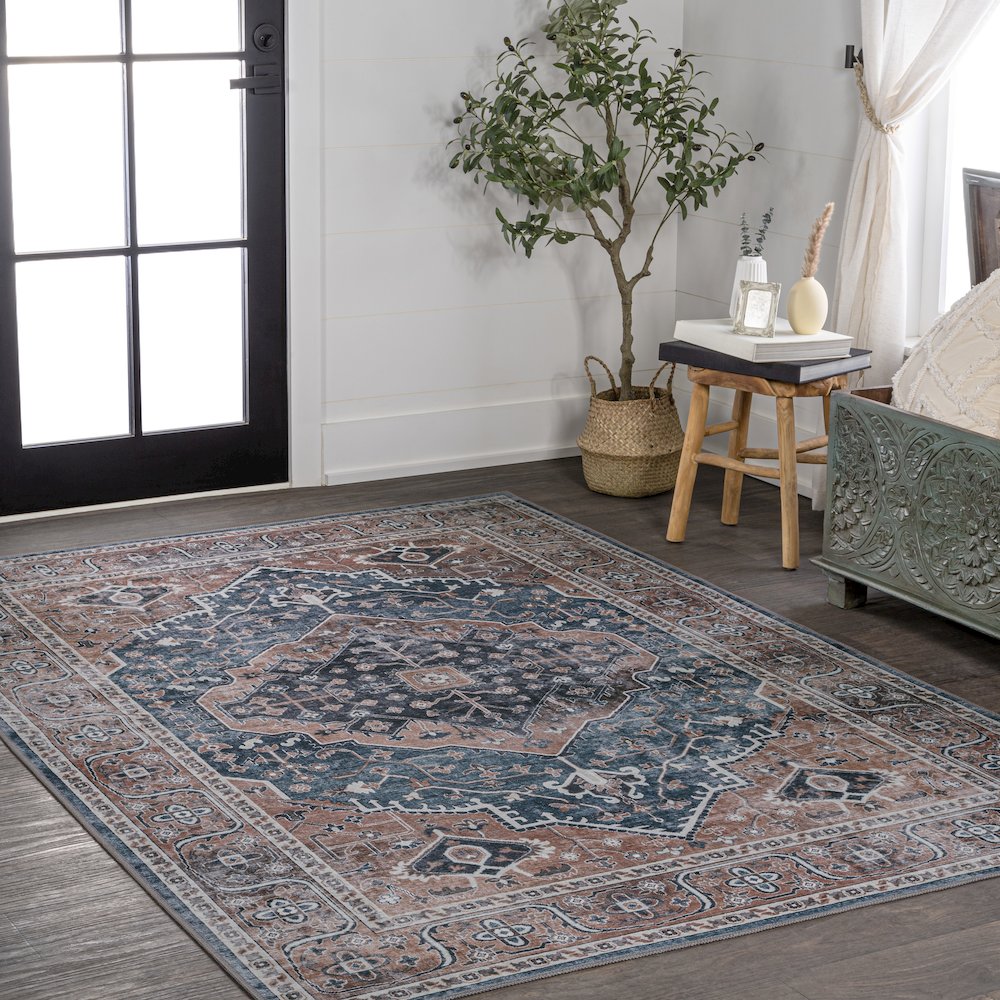Alacati Ogee Medallion Machine-Washable Area Rug. Picture 3