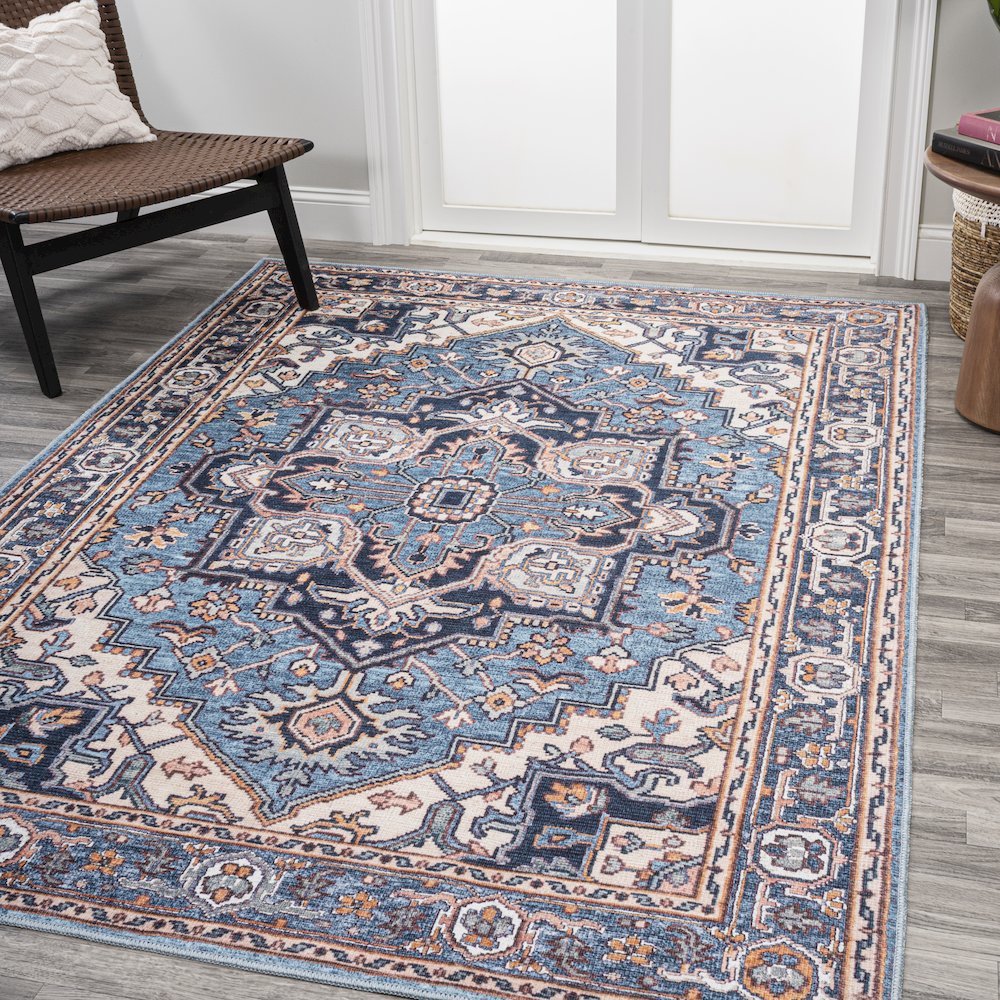 Cirali Ornate Large Medallion Machine-Washable Area Rug. Picture 1
