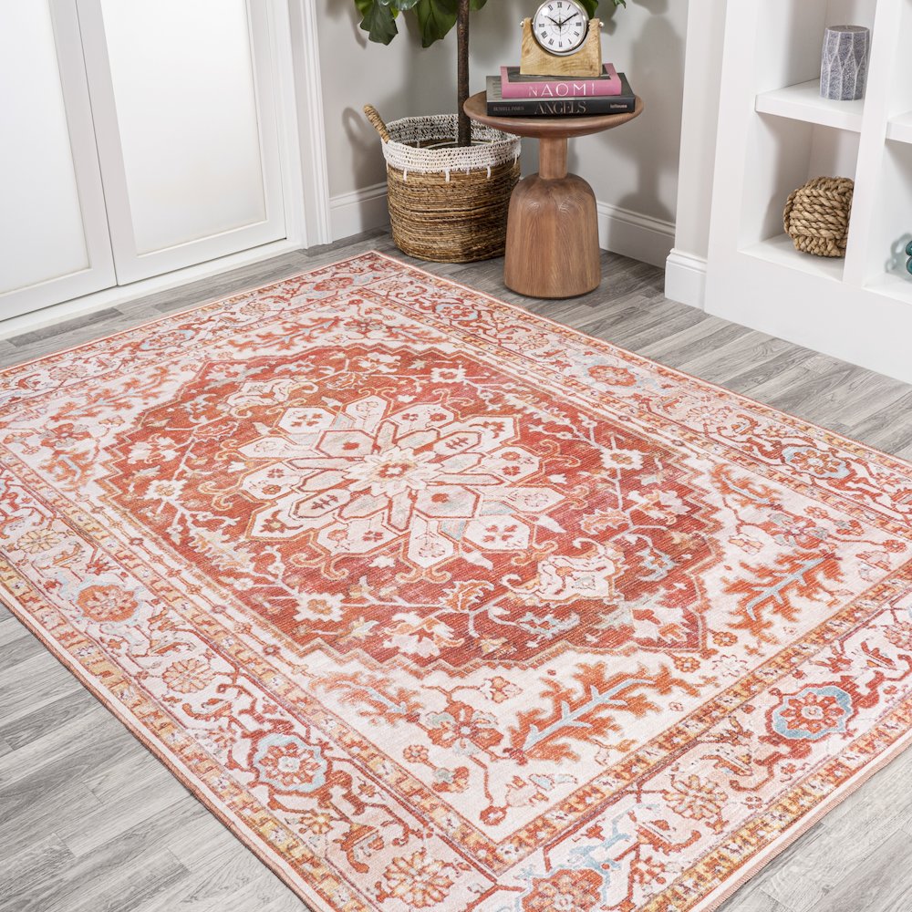 Asa Ornate Medallion Machine-Washable Area Rug. Picture 2