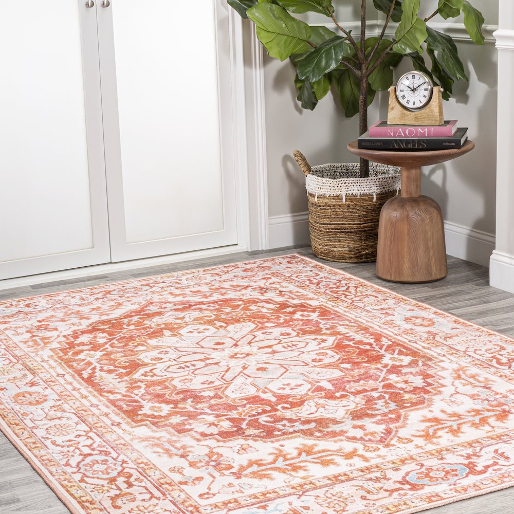 Asa Ornate Medallion Machine-Washable Area Rug. Picture 3