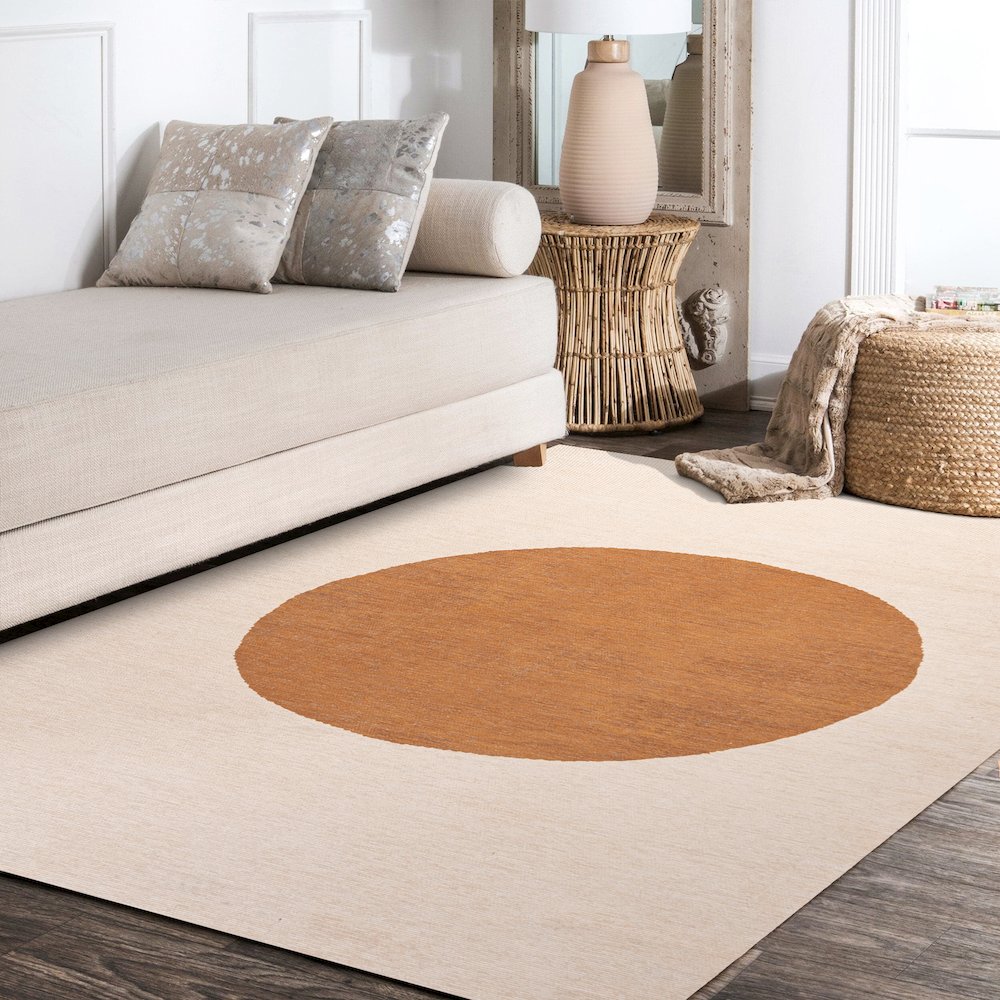 Cirkel Minimalist Geometric Dot Machine Washable Area Rug. Picture 11