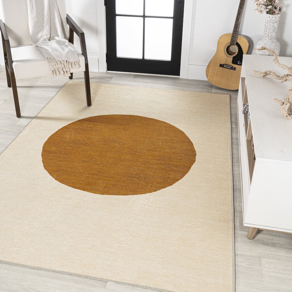 Cirkel Minimalist Geometric Dot Machine Washable Area Rug. Picture 2