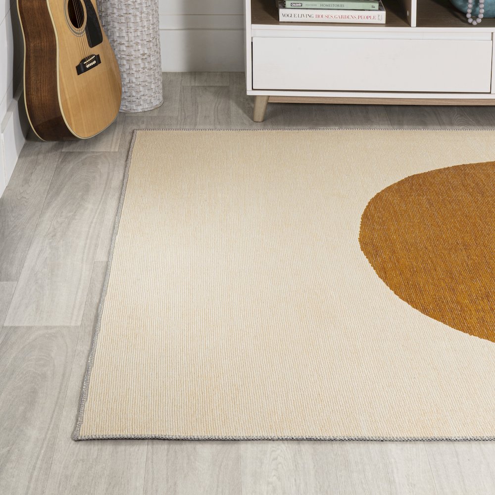 Cirkel Minimalist Geometric Dot Machine Washable Area Rug. Picture 3