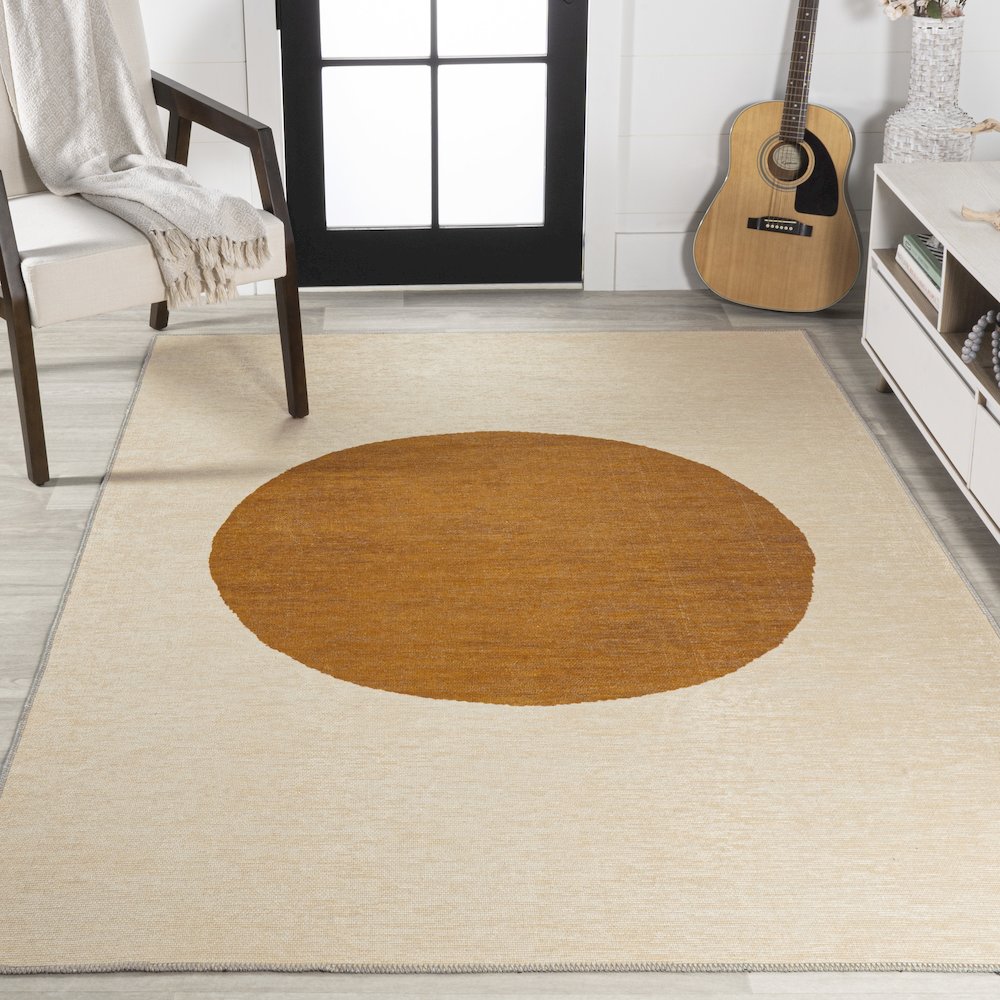 Cirkel Minimalist Geometric Dot Machine Washable Area Rug. Picture 4