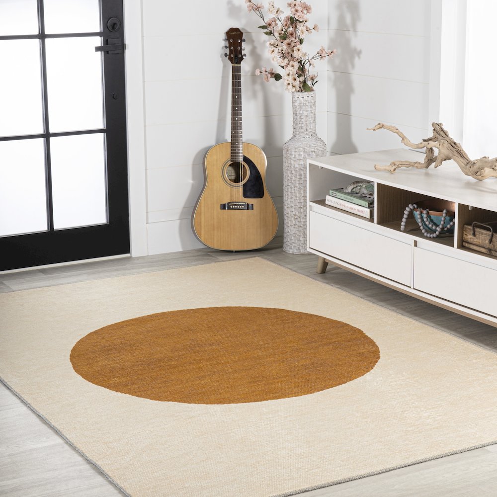Cirkel Minimalist Geometric Dot Machine Washable Area Rug. Picture 5