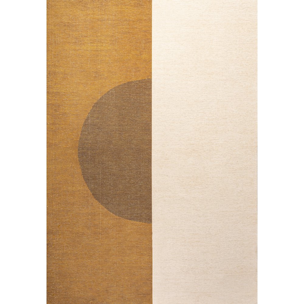 Demie Minimalist Graphic Circle Machine Washable Area Rug. Picture 1
