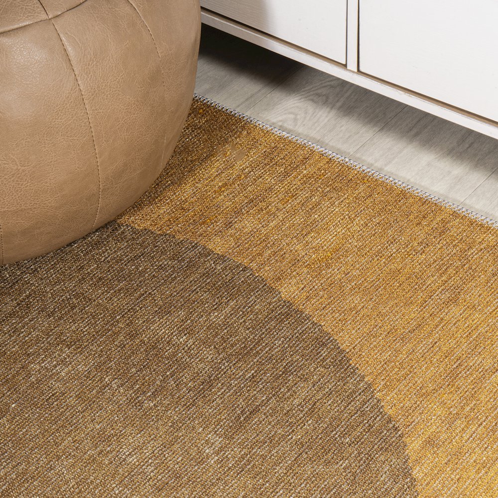 Demie Minimalist Graphic Circle Machine Washable Area Rug. Picture 7