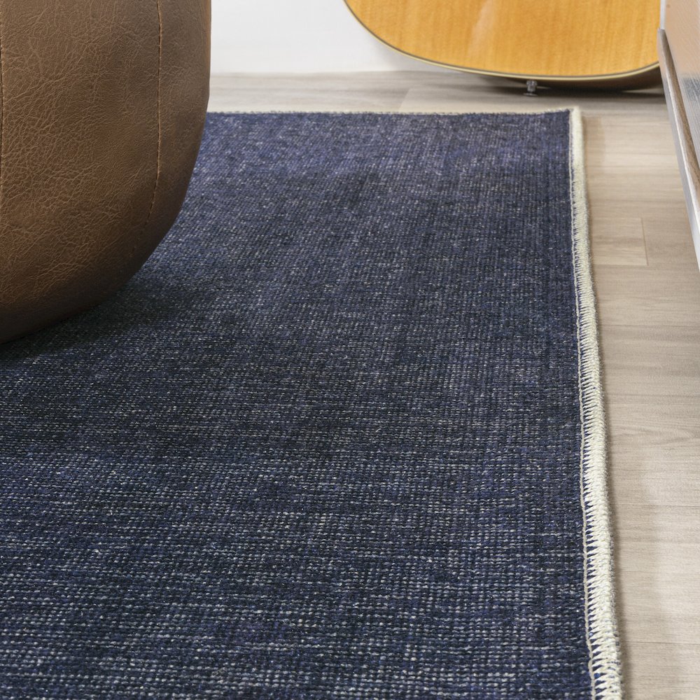 Linja Solid Centre Stripe Machine Washable Area Rug. Picture 8