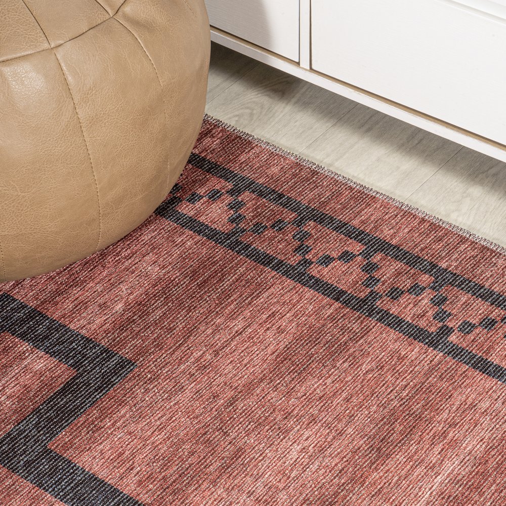 Korsa Geometric Medallion Machine Washable Area Rug. Picture 7