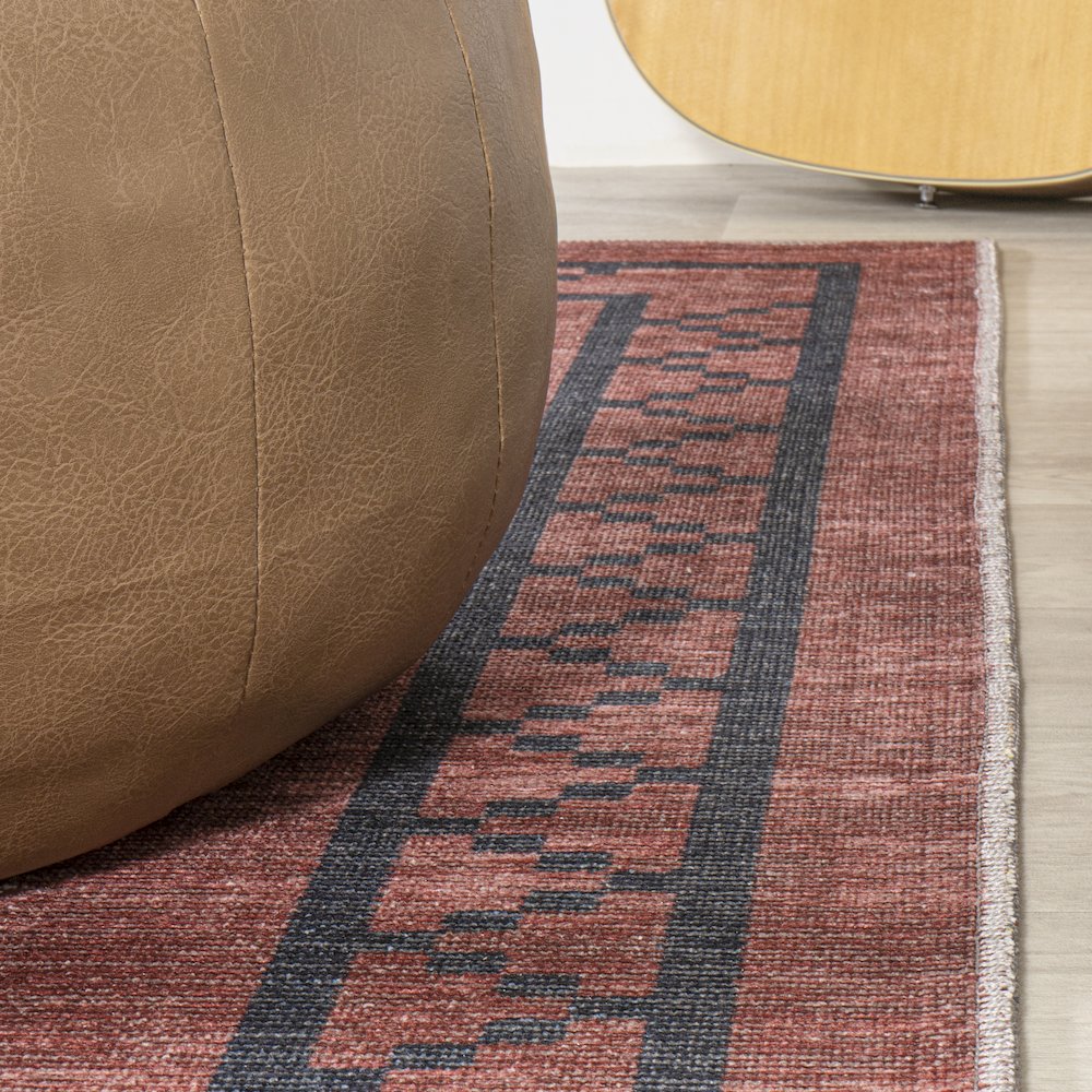 Korsa Geometric Medallion Machine Washable Area Rug. Picture 8