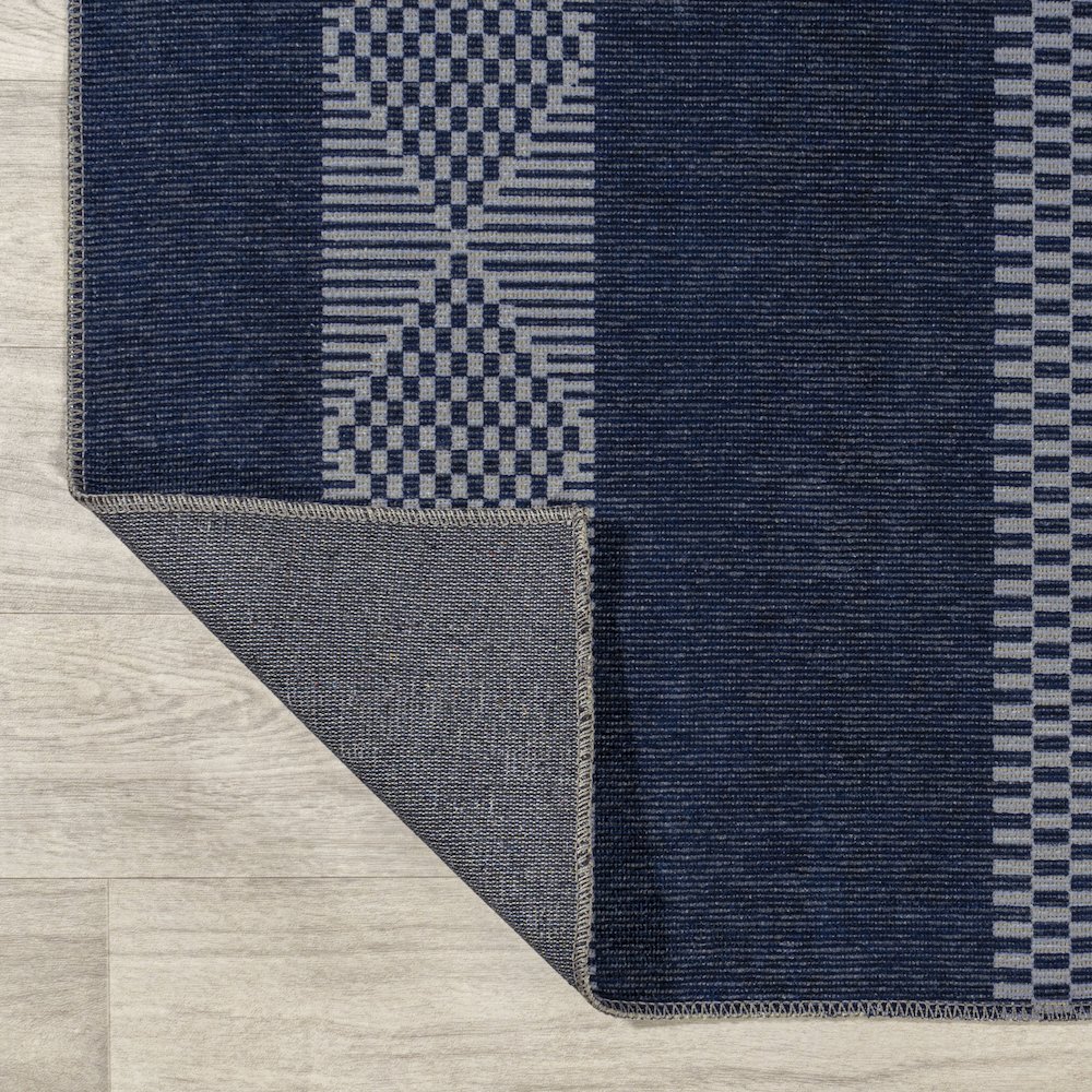 Nautisk Trellis Stripe Machine Washable Area Rug. Picture 6