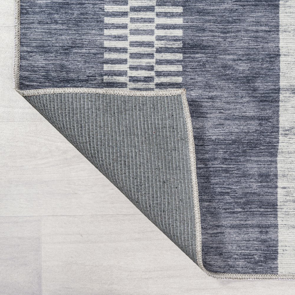 Vichy Geometric Striped Machine-Washable Area Rug. Picture 4