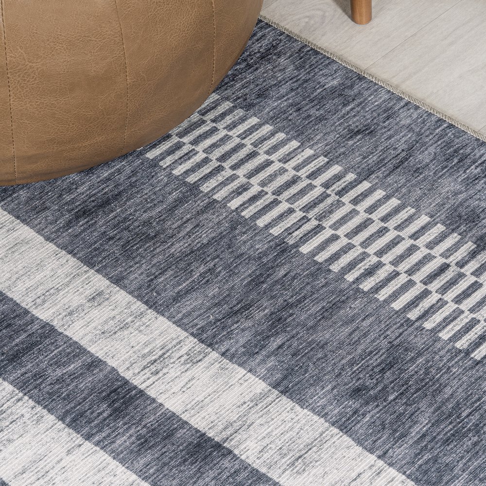 Vichy Geometric Striped Machine-Washable Area Rug. Picture 5