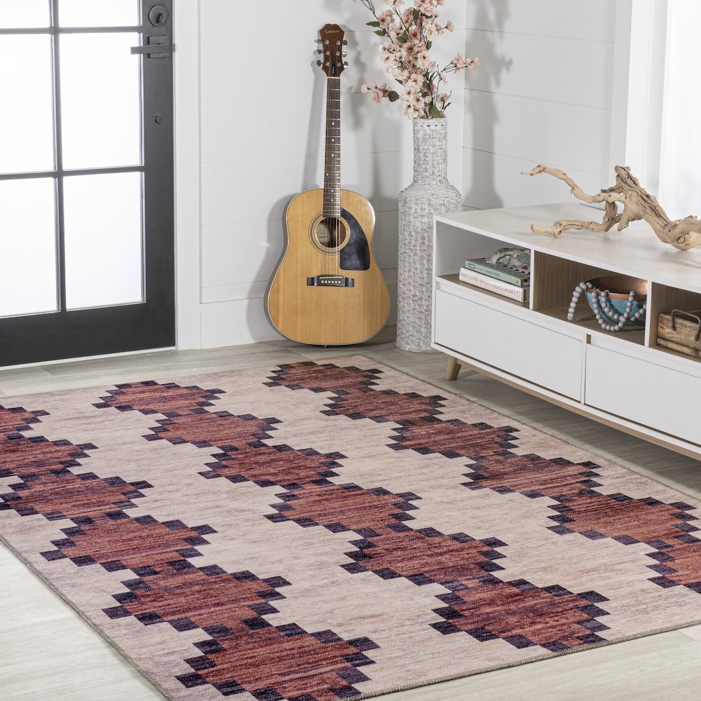 Timantii Modern Trellis Kilim Area Rug. Picture 5