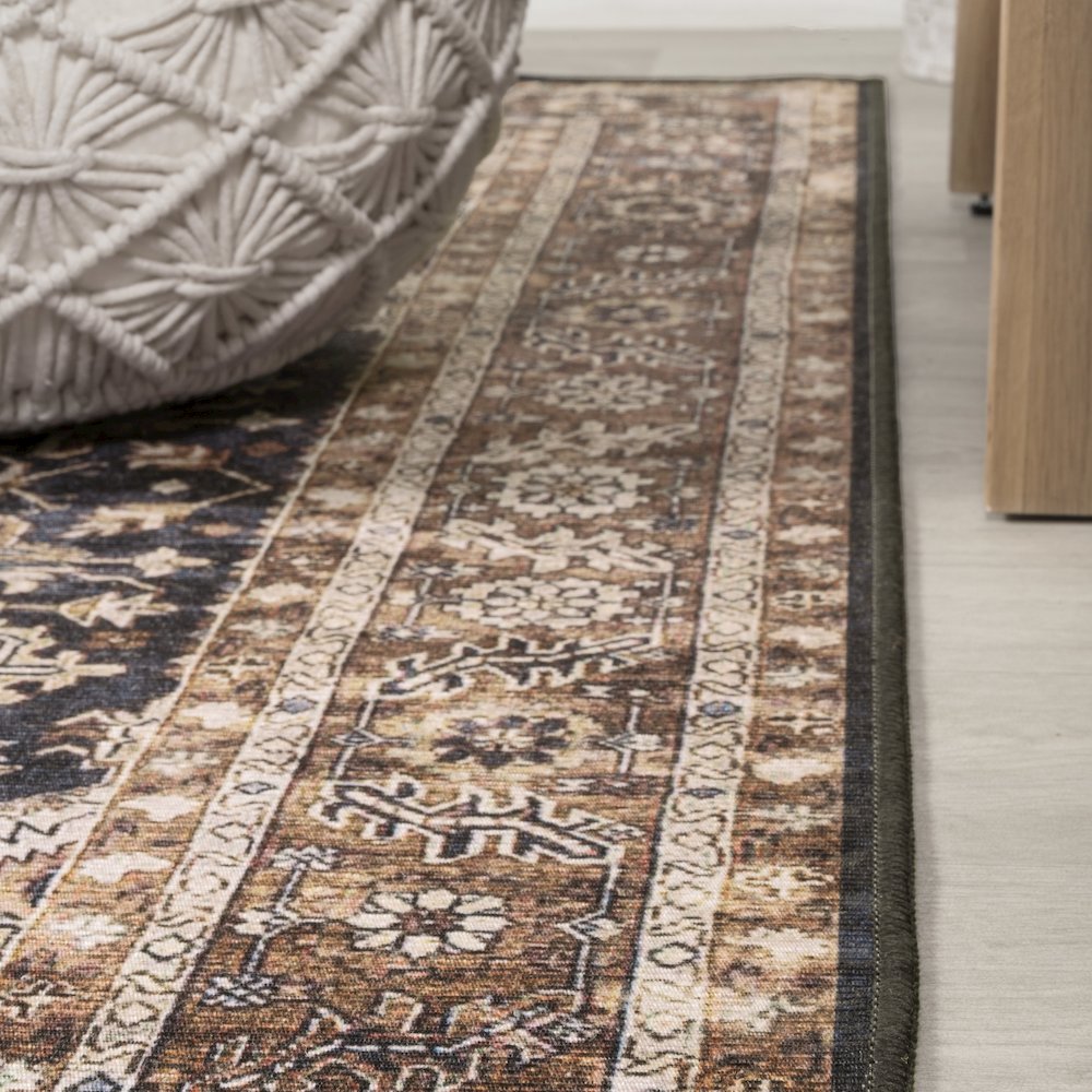 Chapell Chenille Traditional Medallion Machine-Washable Runner Rug. Picture 3