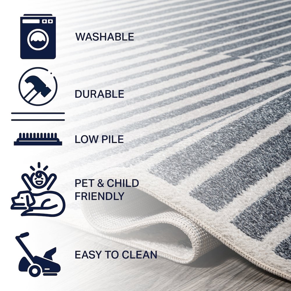 Shutter Minimalist Striped Plaid Machine-Washable Area Rug. Picture 7