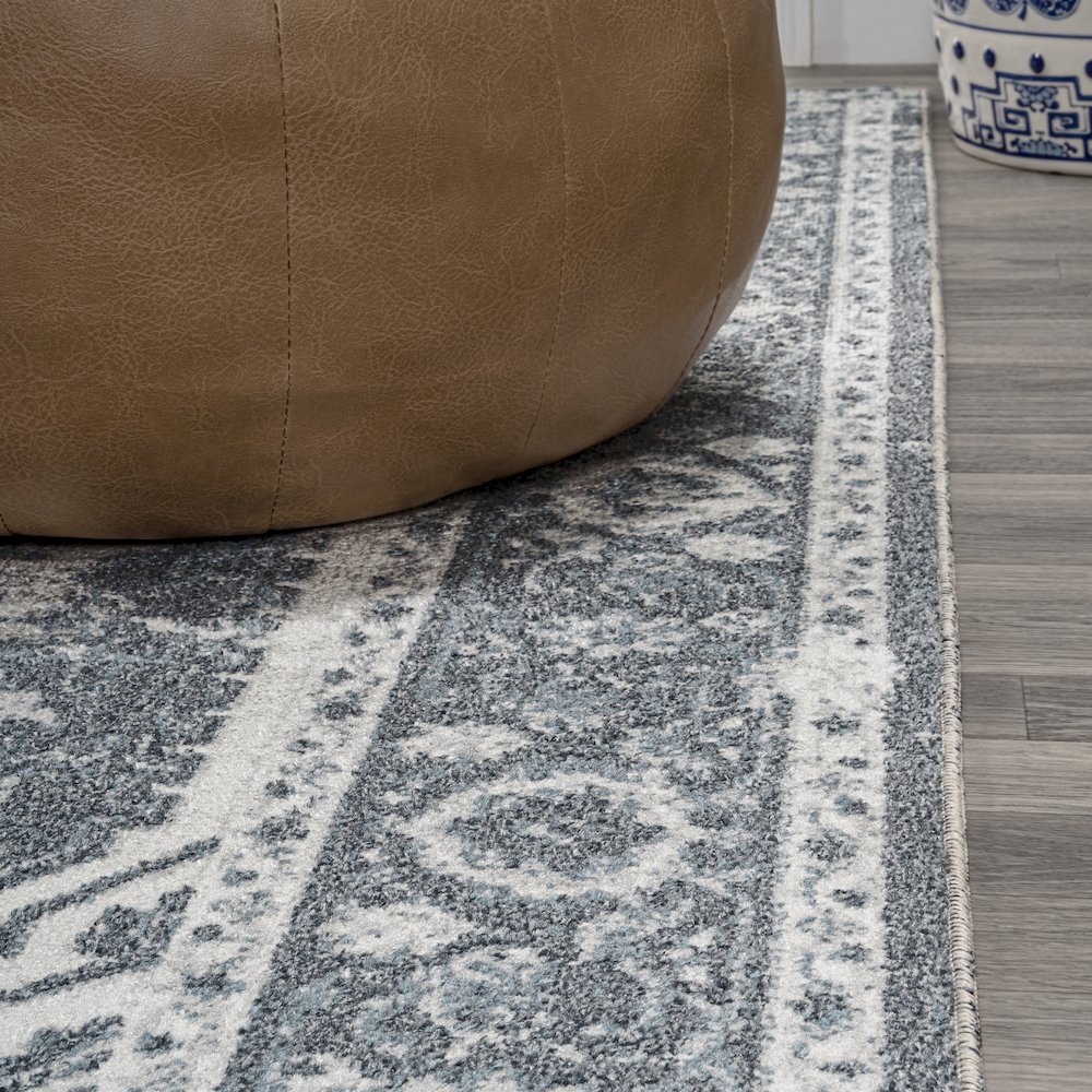 Edith Distressed Medallion Low-Pile Machine-Washable Area Rug. Picture 5