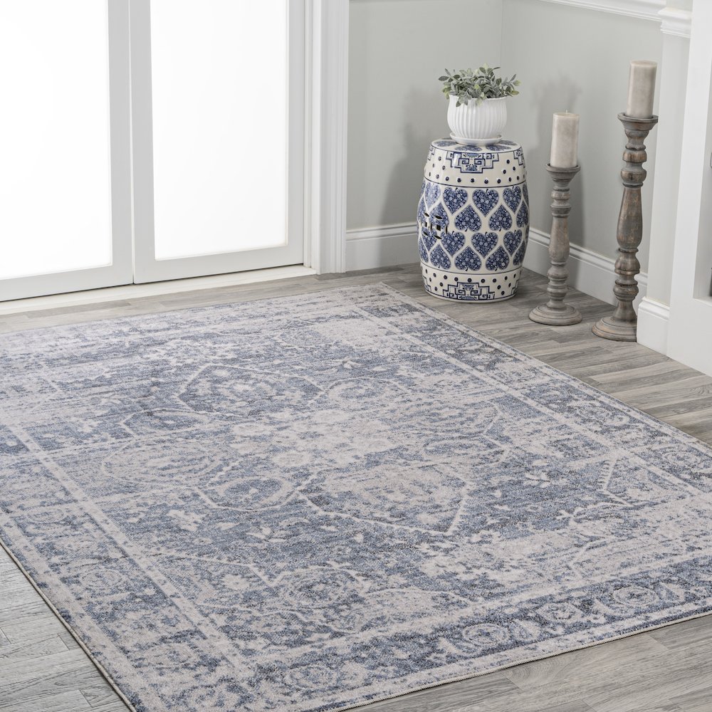 Shaii Global Medallion Low-Pile Machine-Washable Area Rug. Picture 3