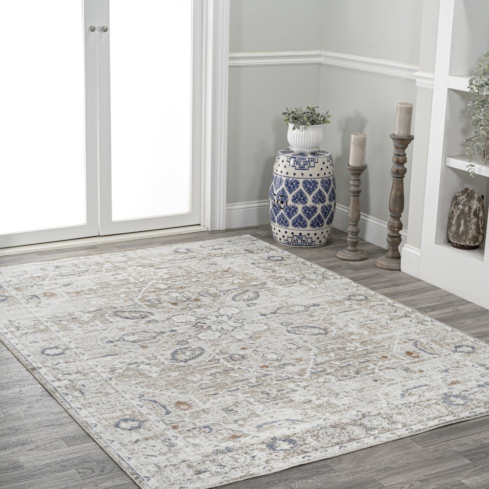 Shaii Global Medallion Low-Pile Machine-Washable Area Rug. Picture 3