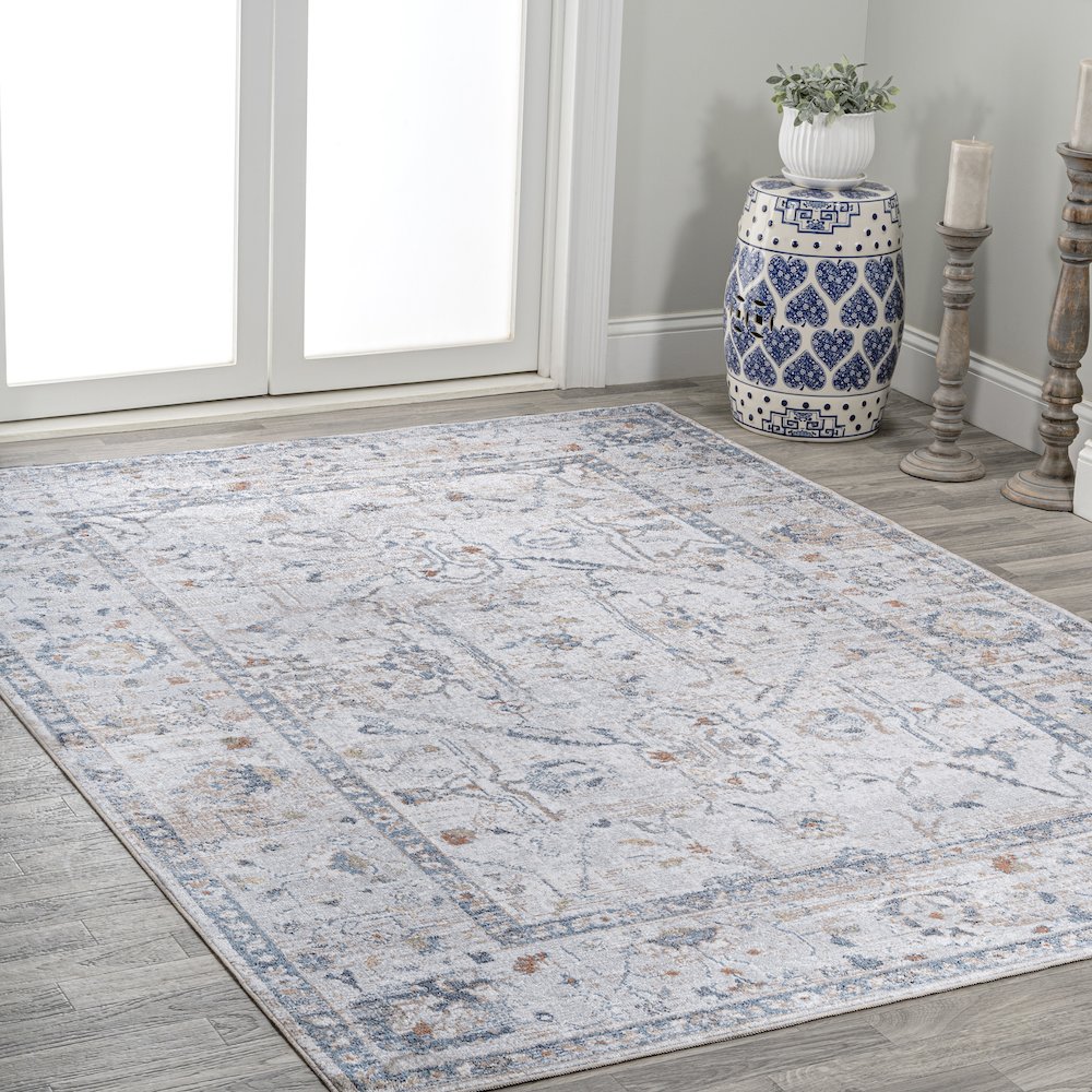 Brandy Rustic Border Low-Pile Machine-Washable Area Rug. Picture 3