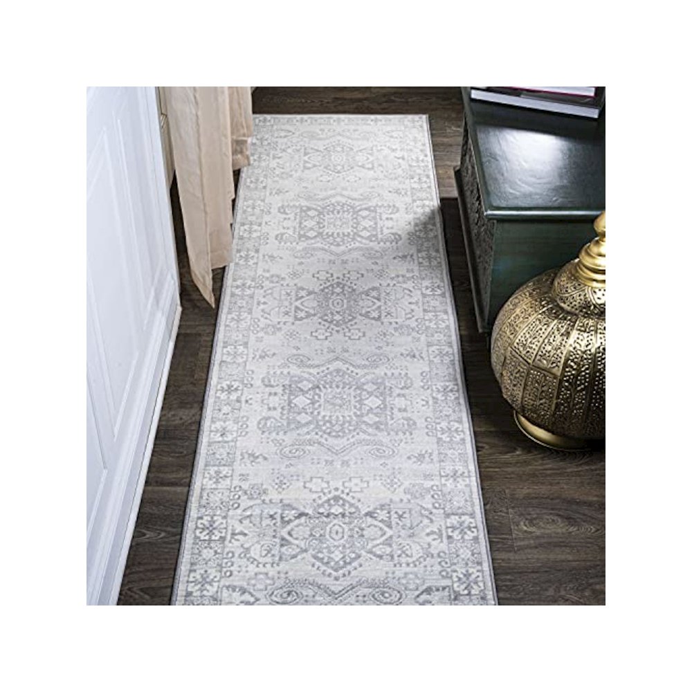 Modern Persian Vintage Medallion Light Area Rug. Picture 2