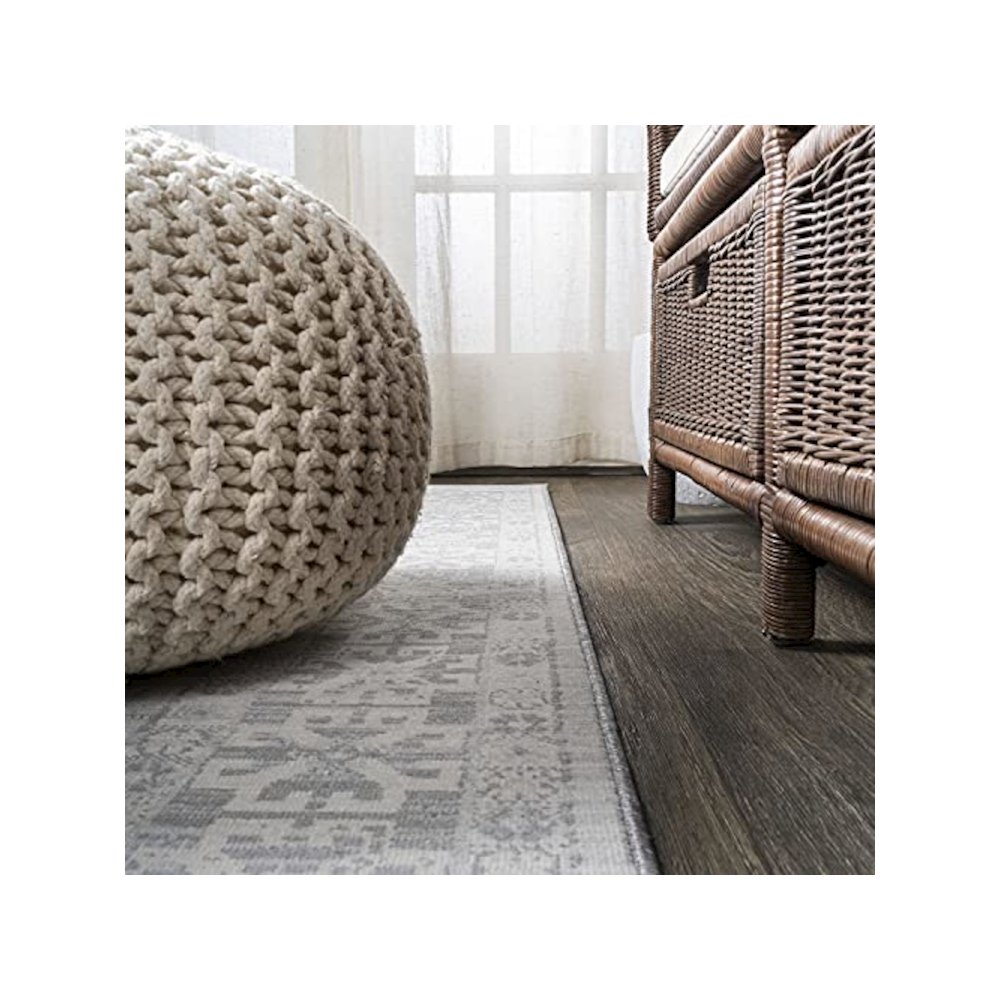 Modern Persian Vintage Medallion Light Area Rug. Picture 8