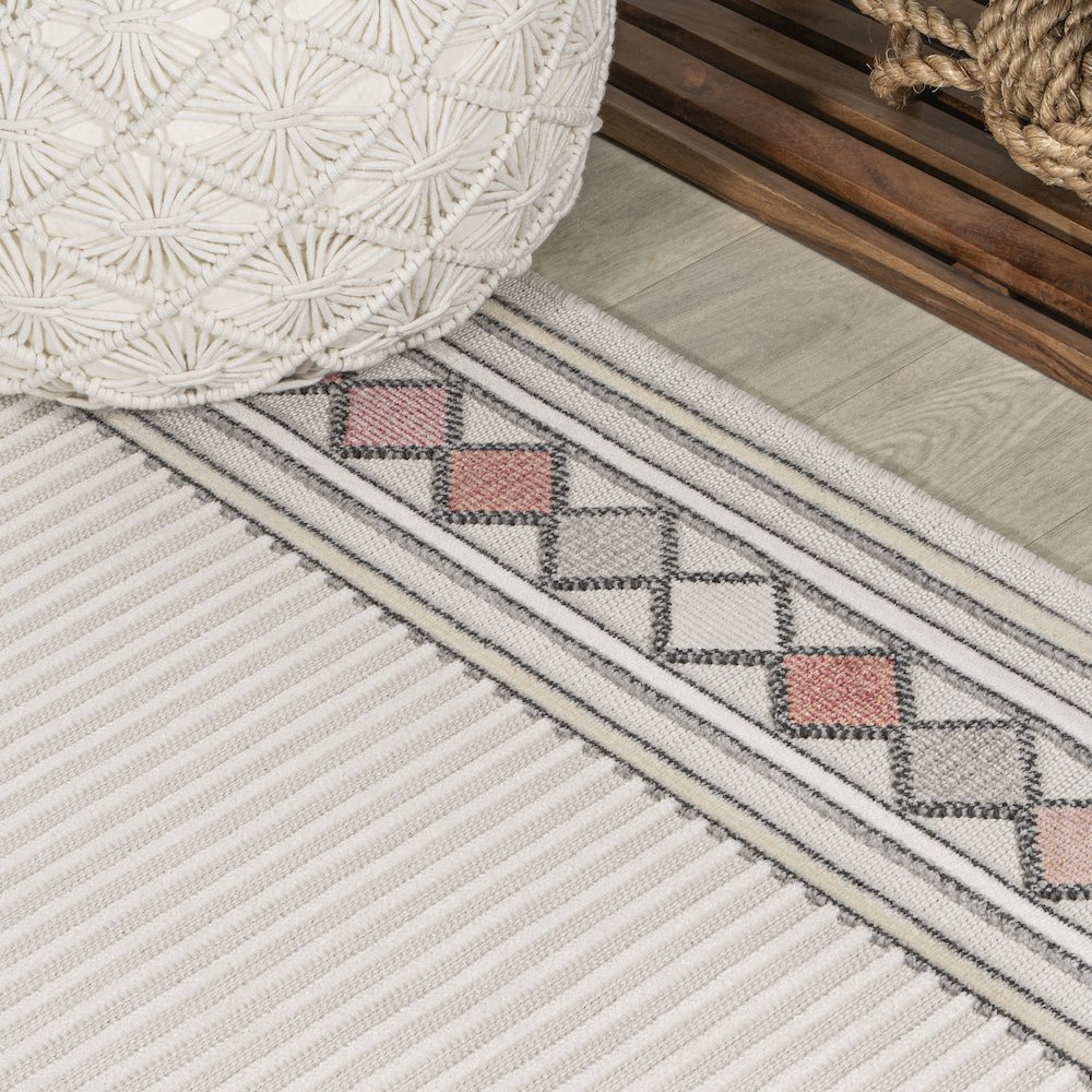Sebastian High-Low Modern Diamond Border Area Rug. Picture 7