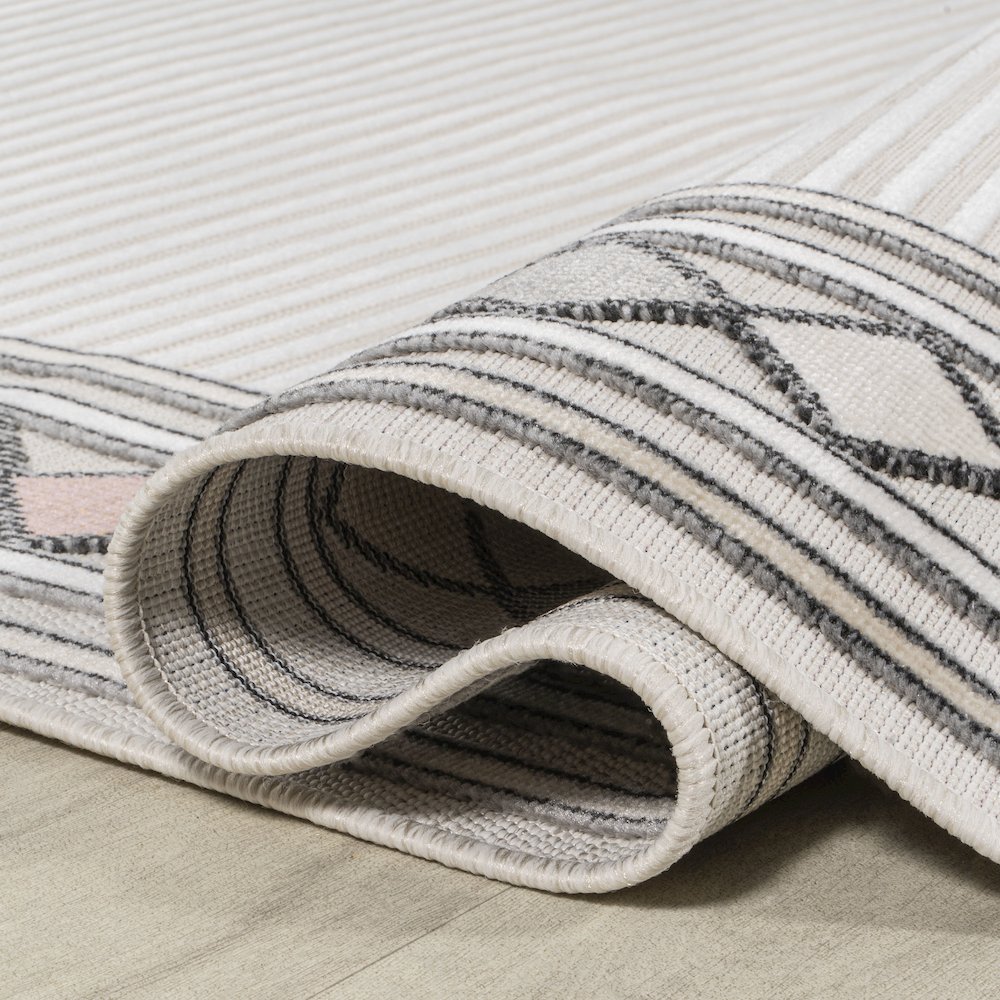 Sebastian High-Low Modern Diamond Border Area Rug. Picture 9