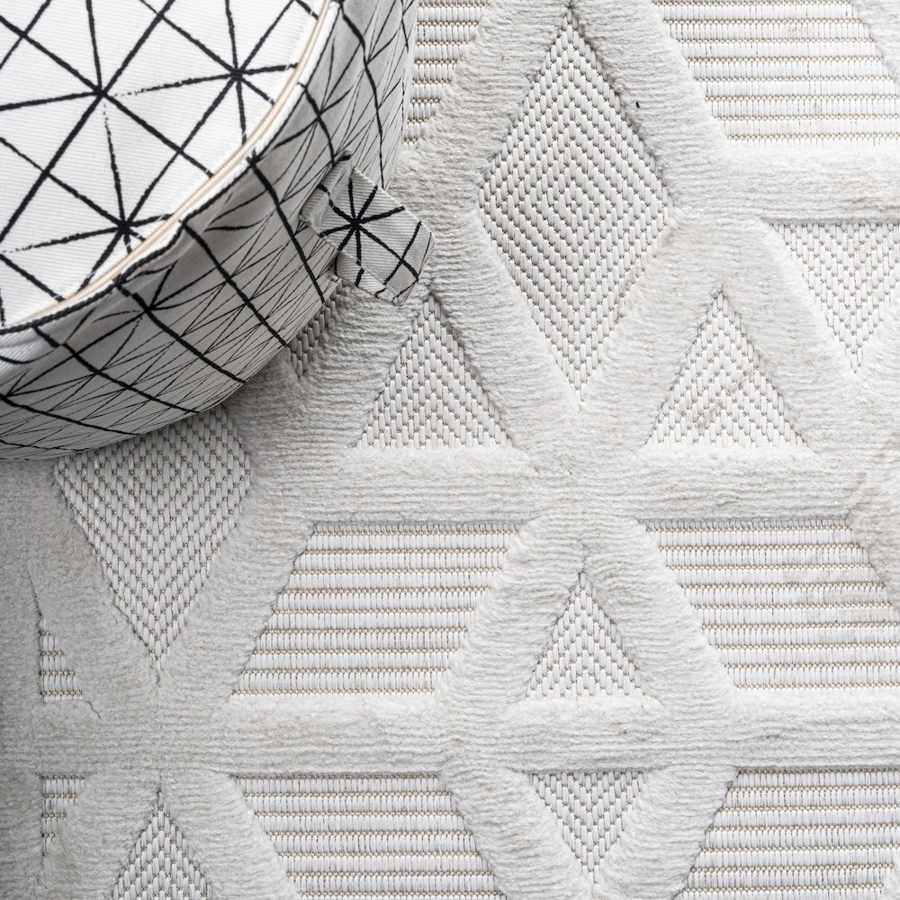 Talaia Neutral Geometric Indoor/Outdoor Area Rug. Picture 4