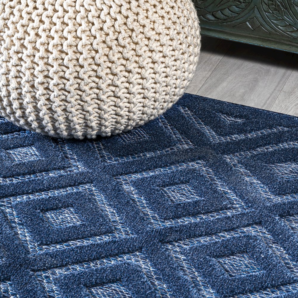 Portmany Neutral Diamond Trellis Indoor/Outdoor Area Rug. Picture 5