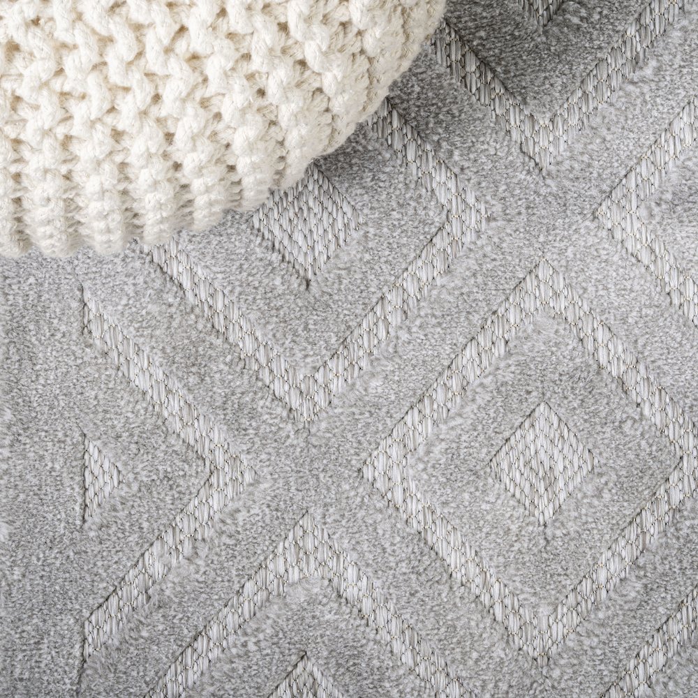 Portmany Neutral Diamond Trellis Indoor/Outdoor Area Rug. Picture 4