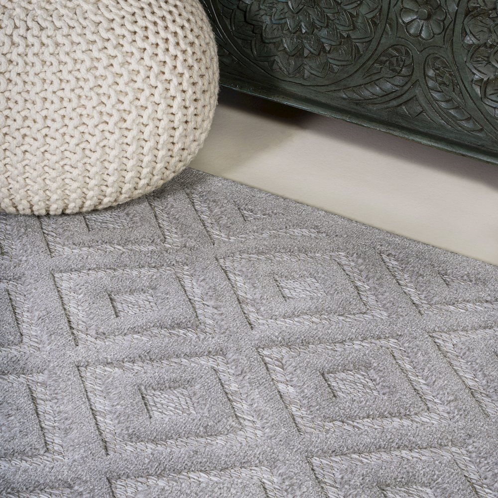 Portmany Neutral Diamond Trellis Indoor/Outdoor Area Rug. Picture 5