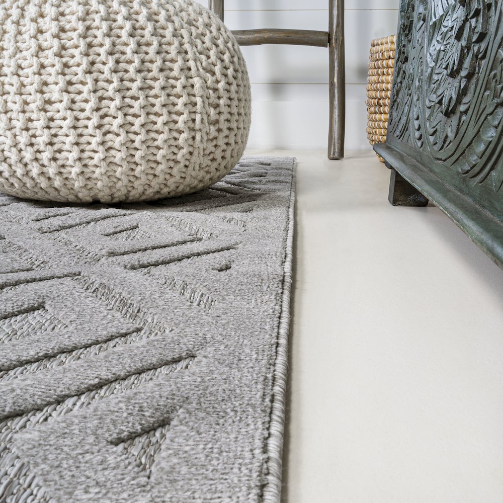 Portmany Neutral Diamond Trellis Indoor/Outdoor Area Rug. Picture 7