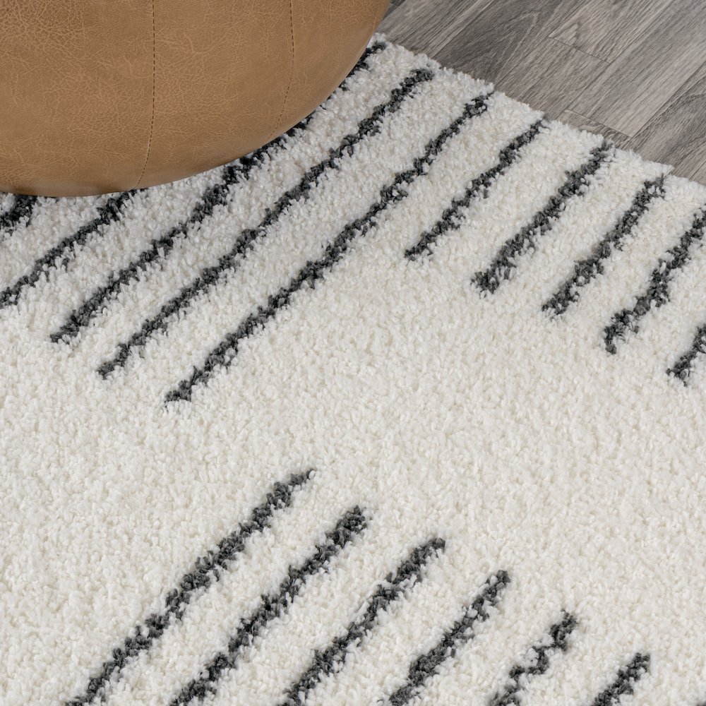 Petra Abstract Stripe Geometric Shag Area Rug. Picture 7