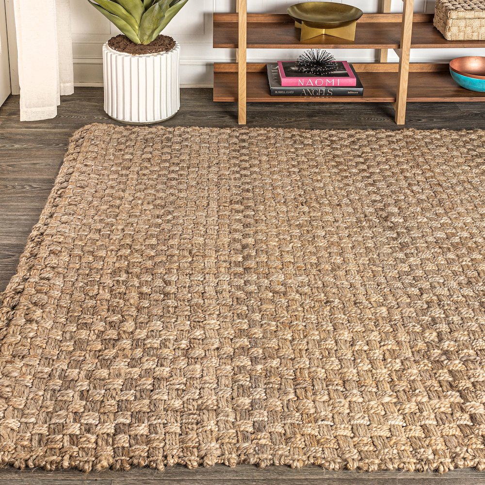 Estera Hand Woven Boucle Chunky Jute Area Rug. Picture 1