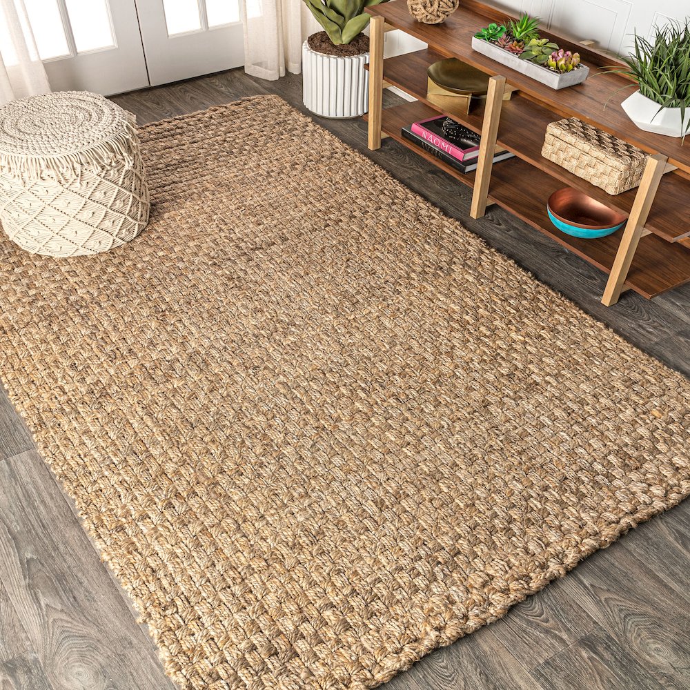 Estera Hand Woven Boucle Chunky Jute Area Rug. Picture 2