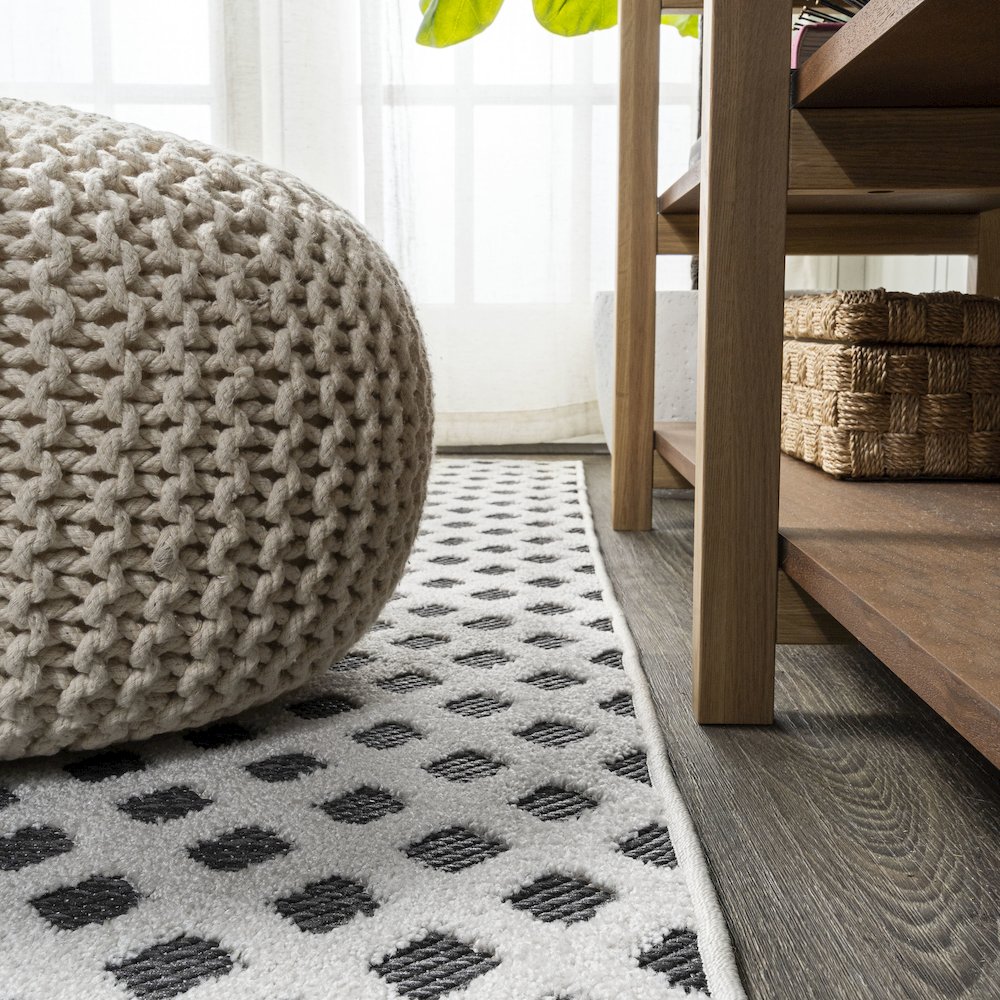 Rabat High-Low Pile Mini Diamond Trellis Area Rug. Picture 13