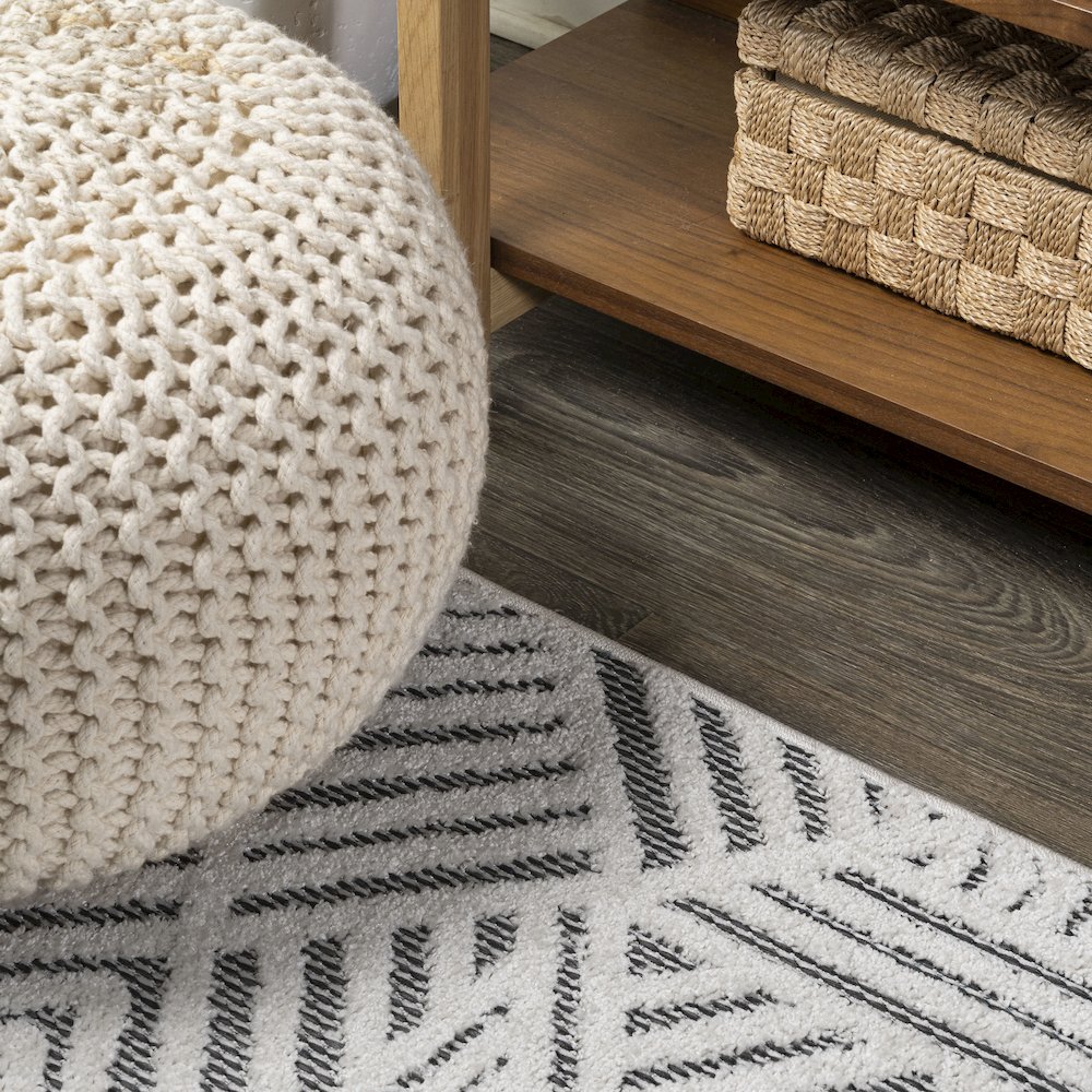 Jordan High-Low Pile Art Deco Geometric Indoor/Outdoor Area Rug. Picture 11