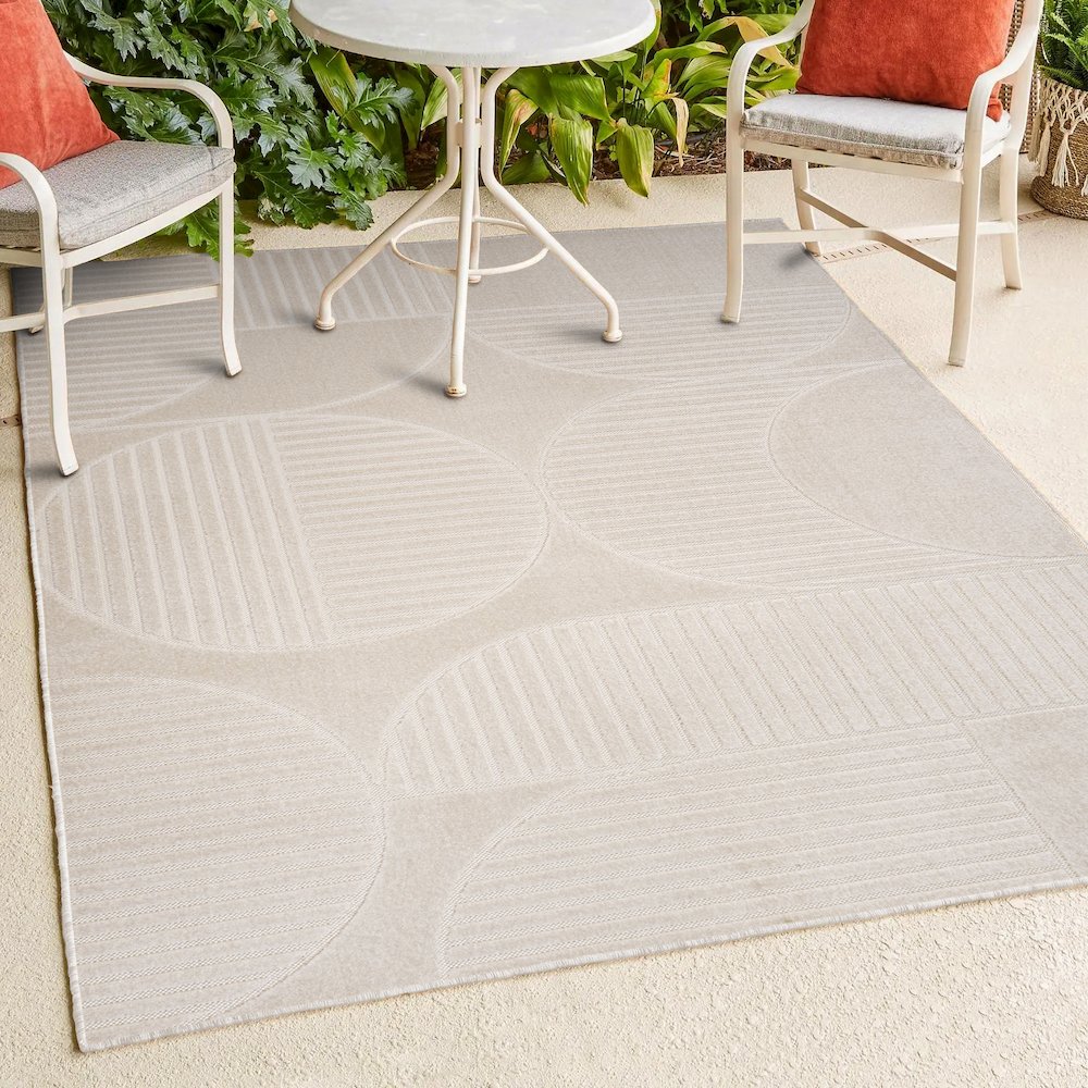 Nordby High-Low Geometric Arch Scandi StripedIndoor/Outdoor  Rug. Picture 2
