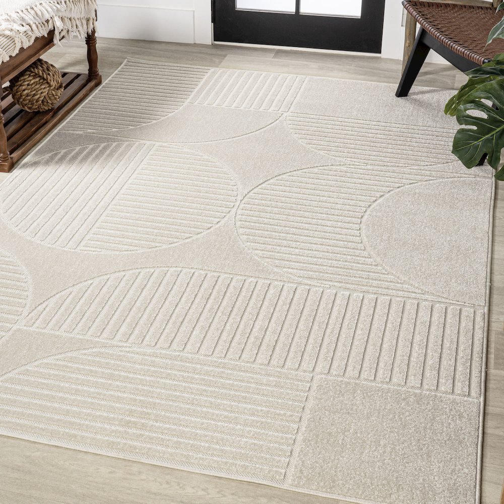 Nordby High-Low Geometric Arch Scandi StripedIndoor/Outdoor  Rug. Picture 1
