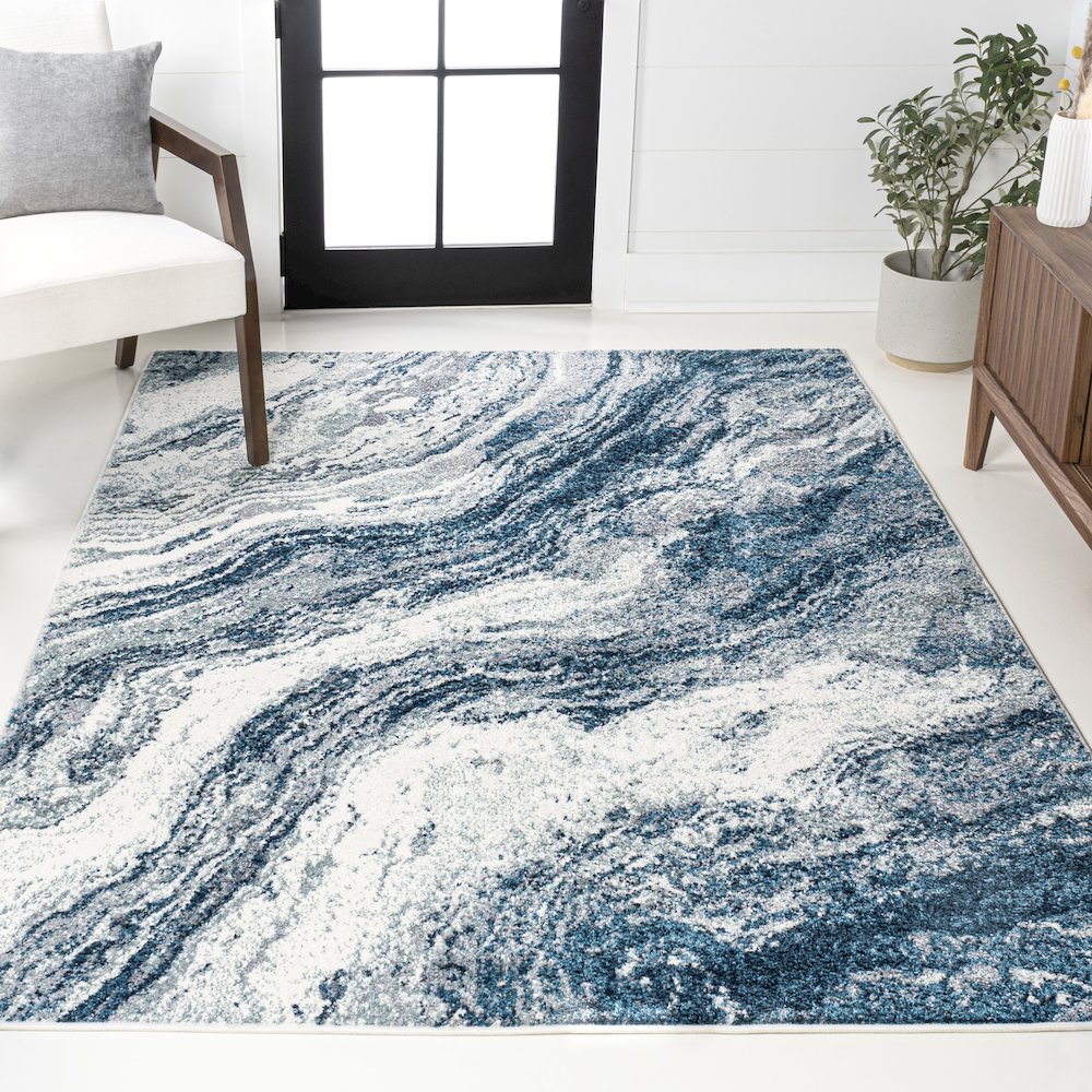 Kassia Contemporary Glam Abstract Marble Area Rug. Picture 8