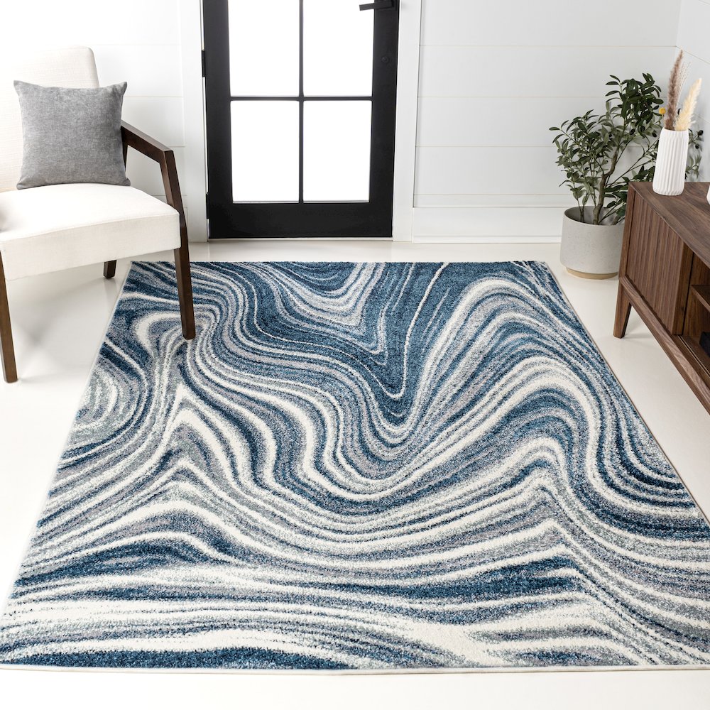Eleni Contemporary Glam Abstract Marble Area Rug. Picture 8