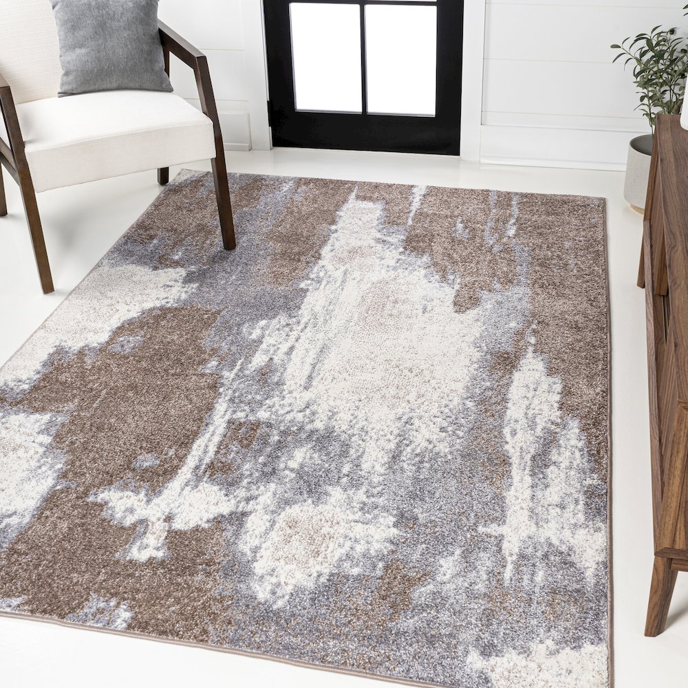Zoe Contemporary Bohemian Abstract Marble Area Rug. Picture 9