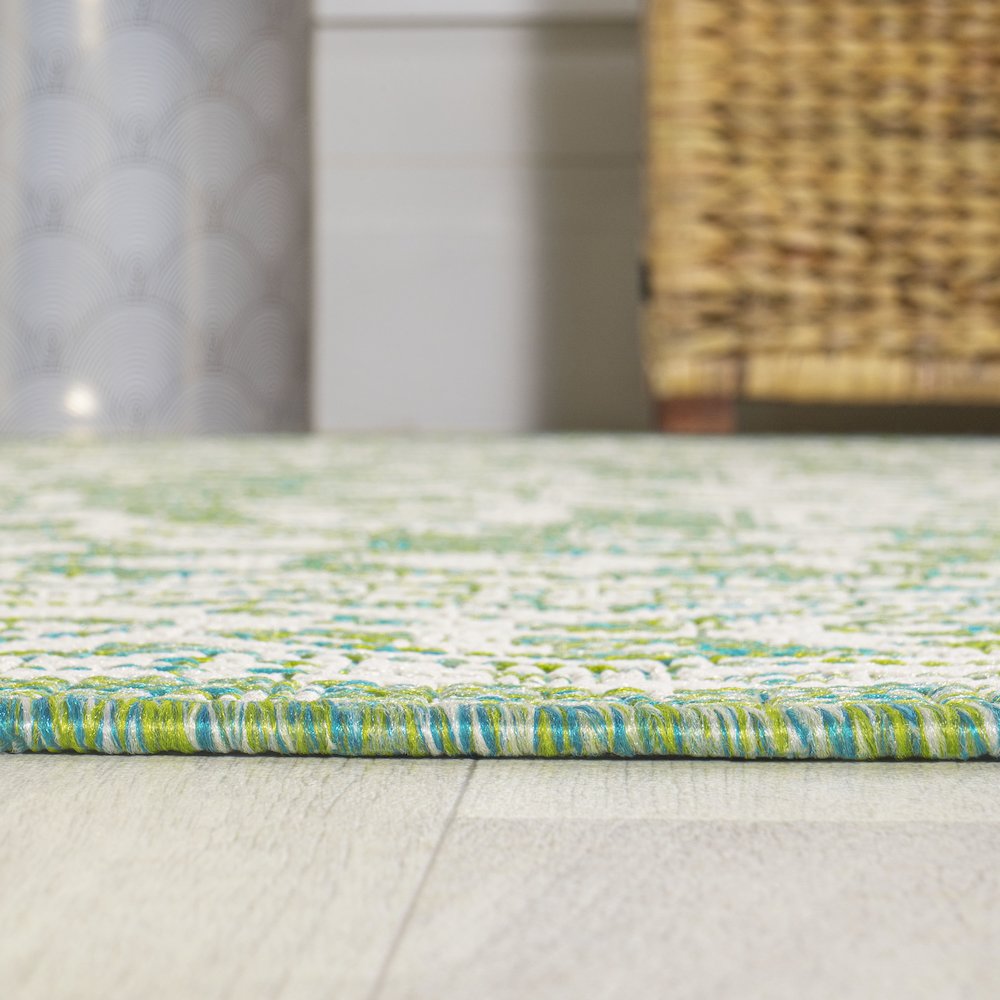 Sinjuri Medallion Textured Weave Indoor/Outdoor Area Rug. Picture 9
