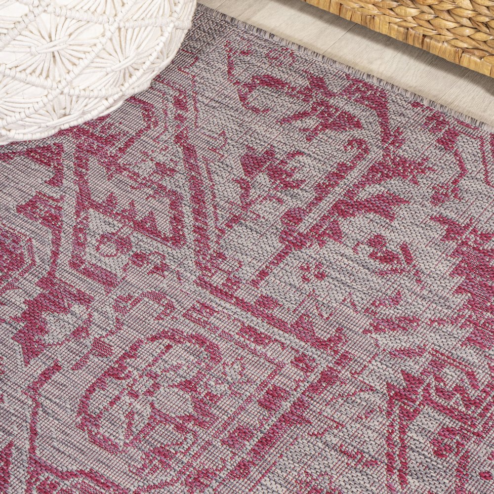 Estrella Bohemian Medallion Textured Weave Indoor/Outdoor Area Rug. Picture 4