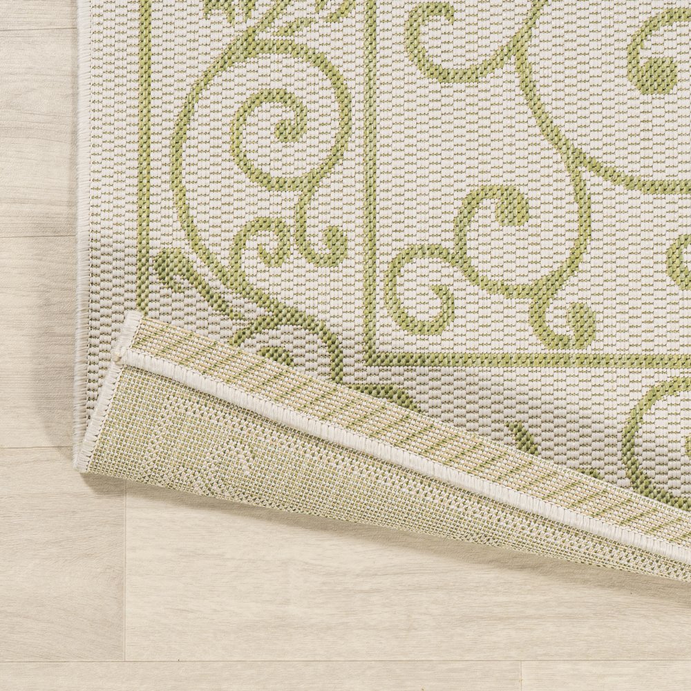 Charleston Vintage Filigree Textured Weave Indoor/Outdoor Round Rug. Picture 3